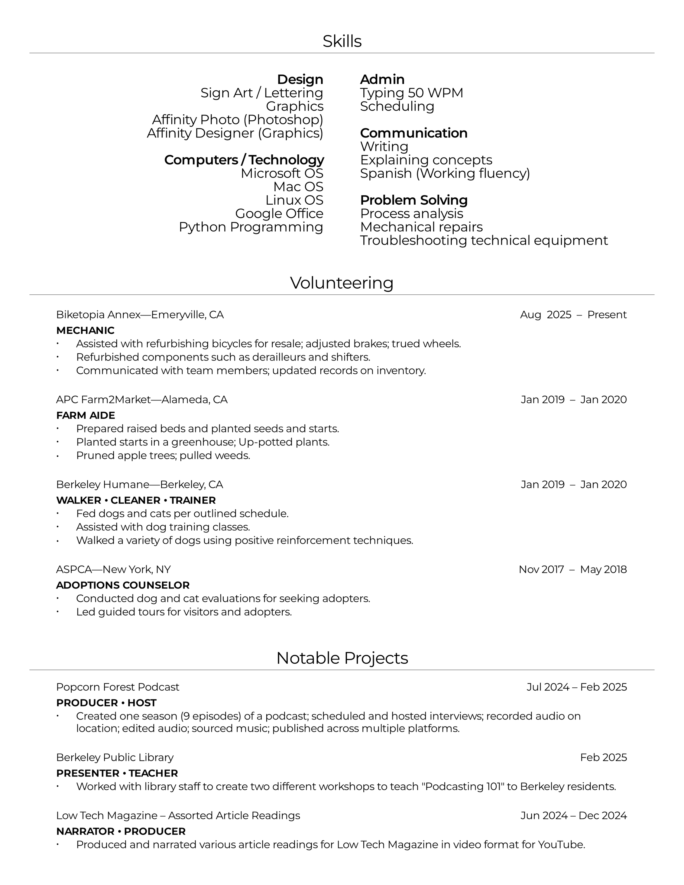 Picture (.png) of Arie Dallas' resume